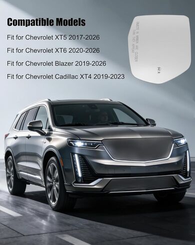 Passenger Side Mirror Glass Fit for Chevrolet Blazer 2019-2026 Cadillac XT4 XT5 XT6 2017-2026, Right Side Mirrors Glass with Power Heated and Blind Spot, Replace 84441692 23394627 84539667 86593636 in Saudi Arabia