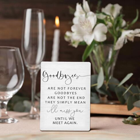 في علامة الذاكرة المحبة، علامة Goodbyes are Not Forever التذكارية الخشبية مقاس 5 بوصة × 7 بوصة، ديكورات تذكارية لفقدان أحد أفراد أسرته، ديكورات طاولة الجنازة للطاولة (5 × 7 بوصة) in Saudi Arabia