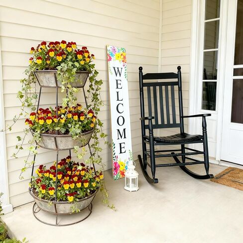 Vertical Wood Welcome Sign for Front Porch Vertical Decorative Sign Front Door Outdoor Indoor Welcome Sign 47.2x7.8 Inch Welcome Flower Outdoor Decor for Spring Front Porch Decorations in Saudi Arabia