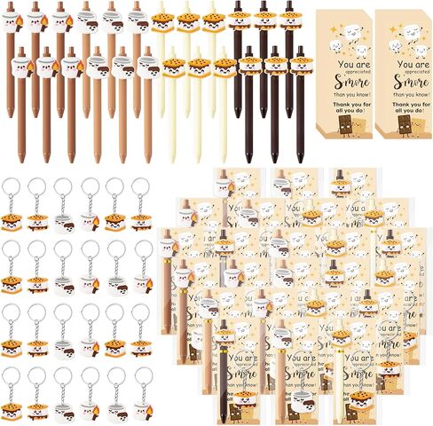 CJiangpo 24 Set Smore Marshmallow Appreciation Gifts Bulk, Employees Valentines Inspirational Gift Marshmallow Ballpoint Pens Keychains with Thank You Card, Funny Thank You Reward for Coworker Teacher in Saudi Arabia