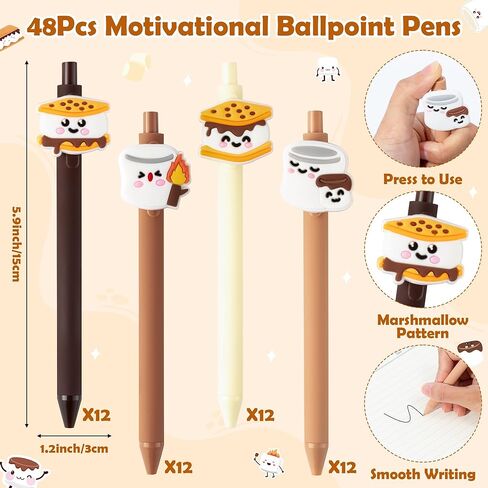 CJiangpo 24 Set Smore Marshmallow Appreciation Gifts Bulk, Employees Valentines Inspirational Gift Marshmallow Ballpoint Pens Keychains with Thank You Card, Funny Thank You Reward for Coworker Teacher in Saudi Arabia