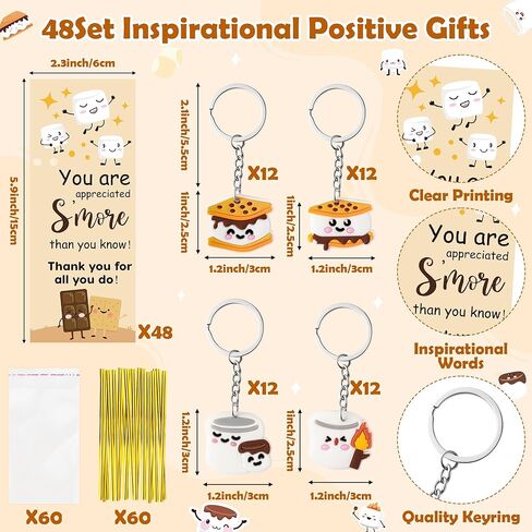 CJiangpo 24 Set Smore Marshmallow Appreciation Gifts Bulk, Employees Valentines Inspirational Gift Marshmallow Ballpoint Pens Keychains with Thank You Card, Funny Thank You Reward for Coworker Teacher in Saudi Arabia