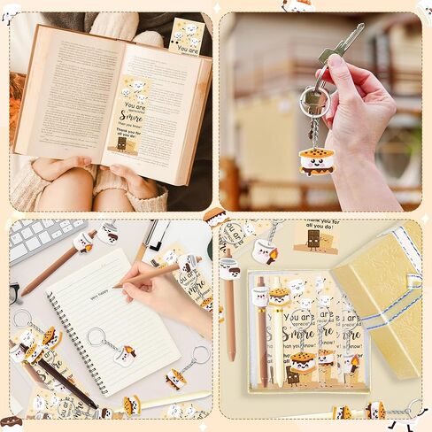 CJiangpo 24 Set Smore Marshmallow Appreciation Gifts Bulk, Employees Valentines Inspirational Gift Marshmallow Ballpoint Pens Keychains with Thank You Card, Funny Thank You Reward for Coworker Teacher in Saudi Arabia
