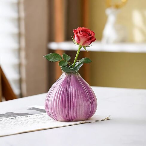 Cute Flower Holder for Roses, Small Garlic Flowers Vase Decorative Table Centerpiece for Home Office Desk Dining Table Decor, Ideal Gift for Housewarming Mother's Day in Kuwait