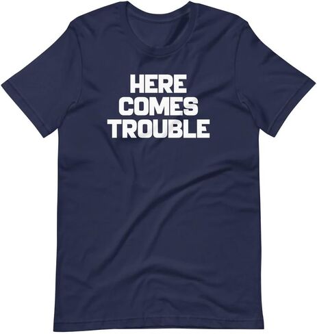 Mens T Shirts Here Comes Trouble Printed Short Sleeve Casual T-Shirts for Men in Saudi Arabia