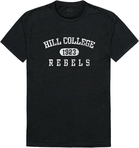 Hill College Rebels Distressed Arch College Tees, Black, Small in Saudi Arabia