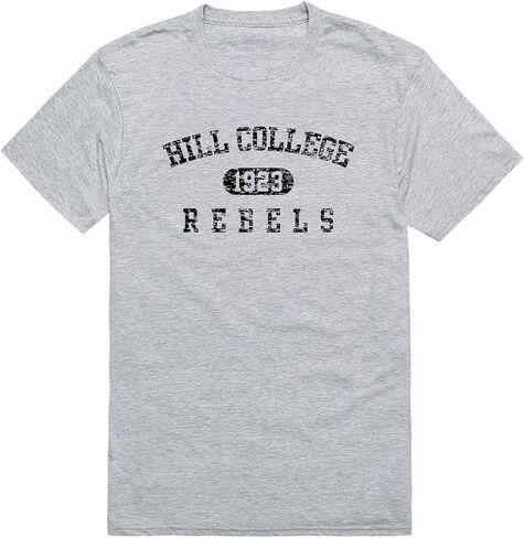 Hill College Rebels Distressed Arch College Tees, Black, Small in Kuwait