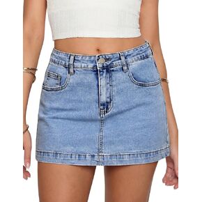 BISUAL الدنيم تنورة صغيرة عالية الخصر جان التنانير للنساء الدنيم تمتد الدنيم تنورة مع السراويل تحتها عادية جان Skort in Kuwait