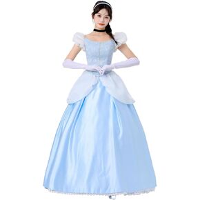 أزياء رومبا النسائية التنكرية الكلاسيكية الساحرة سندريلا الأميرة لحفلات الهالوين مع لمعان، أزرق in Kuwait