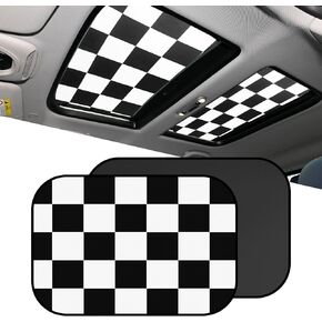 2PCS Car Sunroof Sunshade, Sun Protection Car Roof Cover, Foldable UV-Resistant Reflector Breathable Sunshade Canopy, Auto Accessories Fit for Mini Cooper, Clubman, Countryman (Chequer) in Kuwait