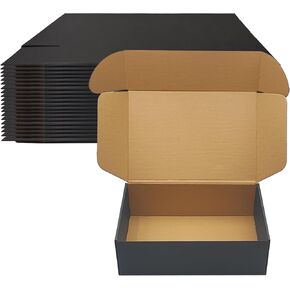 14x10x3 Black Shipping Boxes Set of 20, Corrugated Cardboard Mailers for Product Packaging & Mailing, Recyclable Small Business Shipping Supplies, Gift Boxes for Holiday Birthday Wedding Favors in Kuwait