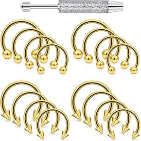 20G 16G 14G Surgical Steel Nose Septum Horseshoe Hoop Earring Eyebrow Lip Rings Smiley Piercing Jewelry Snake Bite Jewelry Nipple Rings for Women Men Piercing Ball Grabber Tool Set in Kuwait