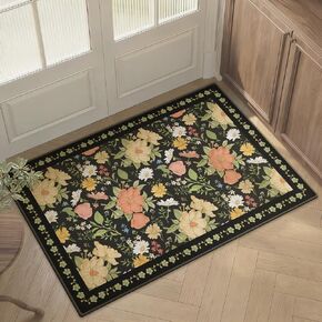 2x3 Entryway Rug Small Door Mat Indoor Entrance Machine Washable Boho Floral Area Rug Non-Slip Low Pile Throw Rugs for Entryway, Kitchen, Bedroom, Bathroom, Front Door Indoor Entrance, Entry in Saudi Arabia