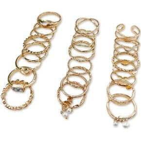 24 Pcs Gold Knuckle Rings Set for Women – Vintage Stackable Midi Rings with CZ Crystals, Twist, Hollow, and Dainty Designs – Adjustable Size Finger Rings Jewelry Gift in Kuwait