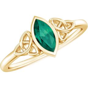 خاتم الوعد السلتي الزمرد المعتمد في المختبر باللون الفضي، جودة AAA، خاتم اقتراح الزمرد - جاهز للهدايا in Kuwait