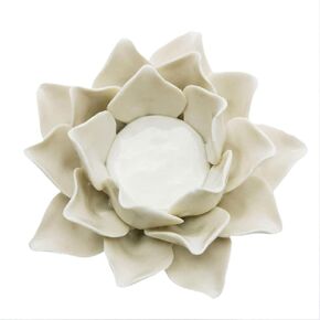Lotus Flower Candle Holder - White Lotus Candle Holders for Home Decoration, Handmade Ceramic Lotus Tealight Candle Holders, 1 Pack in Kuwait