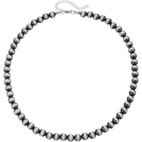 Sterling Silver Pearl Necklace for Women | 4mm-12mm Graduated Beads with Oxidized Finish | Southwest Navajo Style Boho Everyday Jewelry Gift in Kuwait
