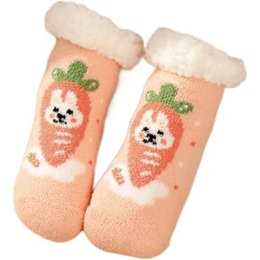 Royal Hong Beauty Soft & Thick Winter Warm Fuzzy Christmas Socks Stockings for Women,Cute & Cozy Kids Girls Slipper Socks,Fleece Lined Slipper Socks with Grippers Non Skid-Dog W/Pink Heart-One Size in Kuwait