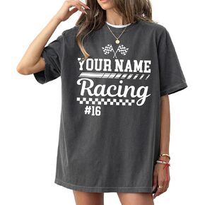 قميص سباق مخصص للجنسين وتي شيرت بألوان مريحة - ملابس سباق فائقة النعومة وشخصية مع اسم ورقم مخصصين؛ هدية مثالية لمحبي السباق ومحبي الدراجات الترابية والمتسابقين متعددي الاستخدامات in Kuwait