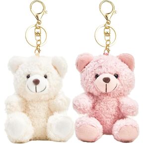 8 Inch Bear Keychain, Charms for Handbag, Backpack Accessories Pendant, Pink White in Kuwait