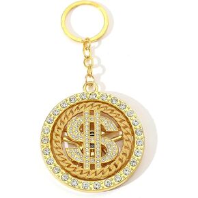 تدوير علامة الدولار سلاسل المفاتيح المال الكبير لمفاتيح السيارة المعدنية لطيف حقيبة سحر حسن الحظ قلادة كيرينغ للنساء الرجال in Kuwait