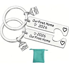 New Home Keychain Set Stainless Steels Our First Home Keychains 2026 Housewarming Keyring Gift with Velvet Pouch for Couple New House Owner Gifts in Saudi Arabia