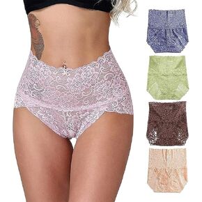Women's Briefs Sexy Lace Panties High-Rise Tummy Control Underwear Floral Lace Hipster Panties in Saudi Arabia