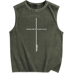 Mens Christian Jesus Tank Tops God Religious Faith Bible Verse Shirts Sleevless Muscle Acid Wash Cross Graphic Tees in Kuwait