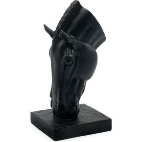 Lukitas Horse Head Vase - Feng Shui Horse Statue Decor for Wealth & Style, Elegant Artistic Planter for Hotel Lobby & Gallery, Modern Decorative Accent for Home or Office, Black, Resin 13'' in Kuwait