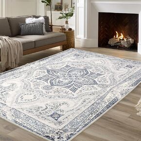 XWZO 5x7 Area Rugs Washable Rug for Living Room，Non-Slip Bedroom Rug Vintage Print Pattern Large Carpet for Office Dining Room Low Piles Indoor Carpet,Red,5x7 in Kuwait