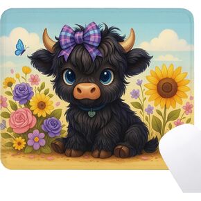 Highland Cow Mouse Pad - Western Baby Highland Cow Gifts Office Supplies Desk Decor, Square Waterproof Non-Slip Rubber Base Cute Western Mousepad for Computers Office 7.9x9.5 Inch in Saudi Arabia