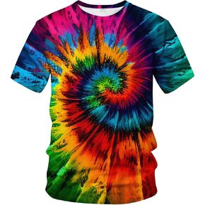 Tie Dye Shirts for Men Women, Short Sleeve Mens Tie Dye Shirt, Rainbow Tie Dye T-Shirts Tee in Kuwait