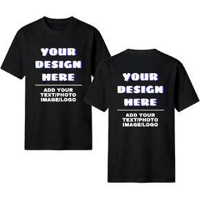 Personalized T-Shirts with Image/Text Custom T-Shirt for Men Create Your Own T-Shirt Adult Printed Front/Back in Saudi Arabia