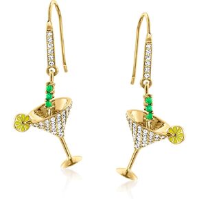 روس سيمونز 1.50 قيراط. t.w. توباز أبيض و .10 قيراط. t.w. أقراط كوكتيل الزمرد مارتيني مع مينا صفراء من الذهب عيار 18 قيراطًا فوق الجنيه الاسترليني in Kuwait