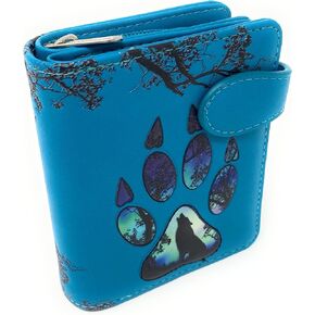 محفظة Shag Wear Wolf Paw للحيوانات الصغيرة للنساء والفتيات المراهقات من الجلد الصناعي النباتي باللون الأزرق الفاتح 4.5 بوصة in Kuwait