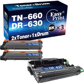 EASY PRINT EASY PRINT Compatible Toner Cartridge & Drum Unit Replacement for Brother DR630 Drum TN660 Toner Cartridge Work with HL-L2300D HL-L2360DW DCP-L2520DW MFC-L2700DW MFC-L2740DW (Black, 3 Pack) in Kuwait