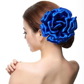 بروش دبوس شعر على شكل زهرة حمراء كبيرة مقاس 6 بوصات من الساتان للفلامنكو الإسباني الثور المكسيكي لأداء الرقص والموسيقى والتصوير الفوتوغرافي للحفلات (أبيض) in Kuwait