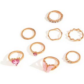 Vivian&CD Gold Chunky Rings Set for Women Open Stacking Knuckle Ring Silver Adjustable Round Dome Rings Set Minimalist Irregular Statement Women Ring Jewelry in Kuwait