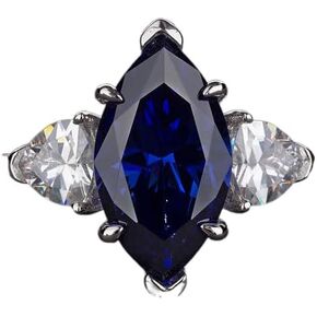 S925 sterling silver high carbon diamond ring simple marquise 3 carat silver ring in Saudi Arabia