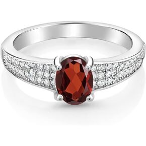 Gem Stone King 925 Sterling Silver Red Garnet Engagement Ring For Women (1.98 Cttw, Oval 8X6MM, Gemstone January Birthstone) in Kuwait
