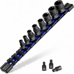 مجموعة مقابس توركس 11 قطعة من WORKPRO، مجموعة مقابس نجمة محرك 1/4 بوصة 3/8 بوصة، مجموعة مقابس توركس خارجية من الفولاذ CR-V (مقبس E4-E20) مع منظم مقبس PVC، مثالية للدراجات النارية والسيارات والإصلاح الميكانيكي in Kuwait