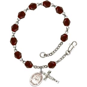Bonyak Jewelry St. Pauline Visintainer Silver Plate Rosary Bracelet 6mm Fire Polished Beads - Every Birth Month Color in Kuwait