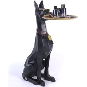 Geometric Dog Accent Table with Tray Butler Statue Animal Side Table for Modern Home Decor Dog Butler Statue with Tray Animal Accent Table for Living Room in Kuwait