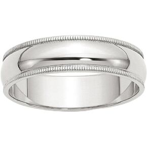 Solid 925 Sterling Silver 6mm Plain Classic Dome Milgrain Wedding Band Ring in Kuwait
