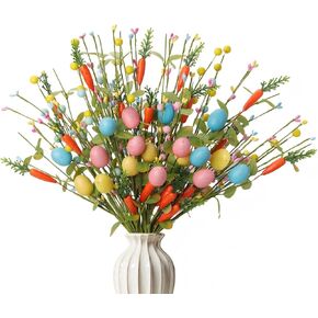 زينة عيد الفصح 6 حزمة عيد الفصح ينبع 17 بوصة يختار البيض الاصطناعي مع الجزر الملونة البيض أوراق الأوكالبتوس لغرفة المعيشة المركزية ديكور المنزل زهرية in Kuwait