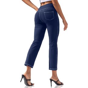 سراويل VOOVEEYA الصغيرة للنساء قابلة للتمدد في 4 اتجاهات، سراويل يوجا للكاحل مع جيوب عالية الخصر لفساتين الجولف الكاجوال in Kuwait