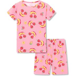 بيجامة منسوجة مضلعة للفتيات من Topgal - ملابس نوم لطيفة للجراء والفهد والفواكه مطبوعة للأطفال قطعتين مقاس 4-14 in Kuwait