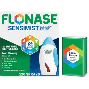 بخاخ فلوناز سينسيميست لتخفيف حساسية الأنف - تخفيف الحساسية يدوم لمدة 24 ساعة بدون نعاس مع رذاذ ناعم خالٍ من الرائحة - 120 بخاخ بالإضافة إلى حزمة مناديل إضافية in Kuwait