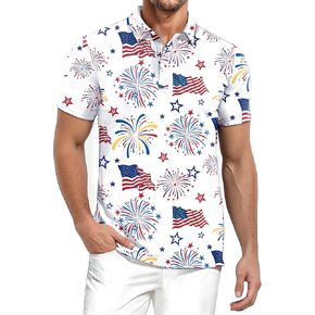 4th من يوليو قمصان بولو للرجال 250 سنة الذكرى الأمريكية العلم Dri صالح قميص الزي يوم الاستقلال الوطني in Kuwait