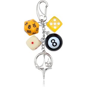 8 Ball Dice Keychain, Y2k Dice Purse Bag Charm with Cherry Star Heart Handbag Accessories for Women Men in Saudi Arabia